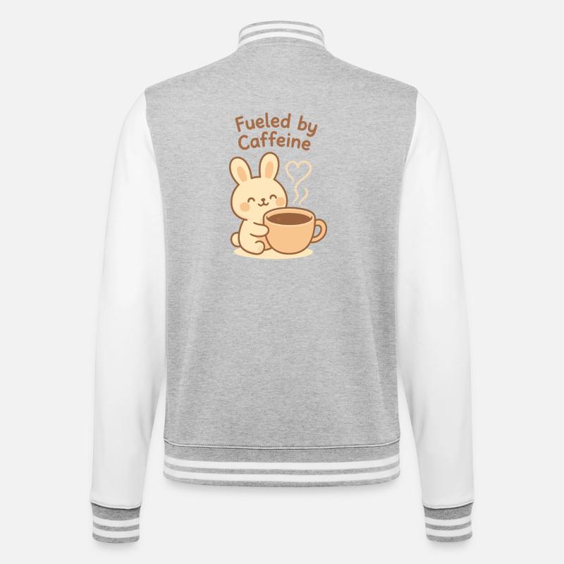 Angetrieben von Caffeine Bunny - College-Sweatjacke - Grau meliert/Weiß