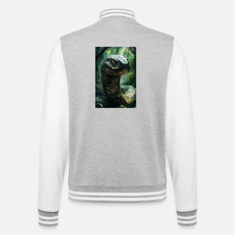 Illustration einer Schlange - College-Sweatjacke - Grau meliert/Weiß