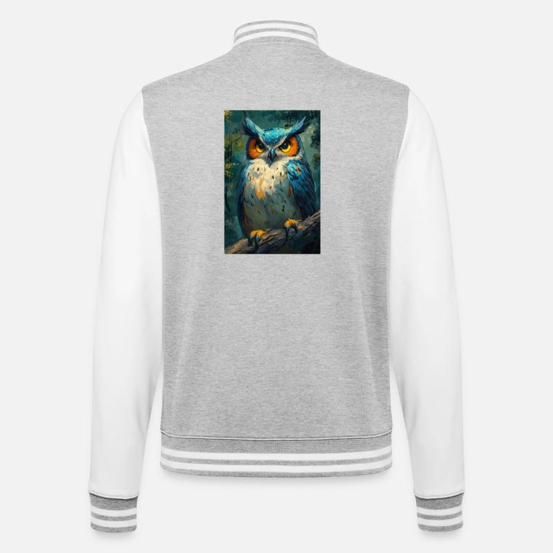 Illustration einer Eule - College-Sweatjacke - Grau meliert/Weiß