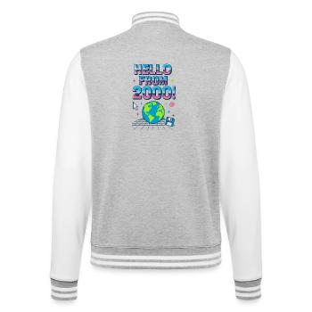 Bonjour des années 2000 Rétro Neon Earth - Veste Teddy - gris chiné / blanc - Dos - Marisol (170cm)
