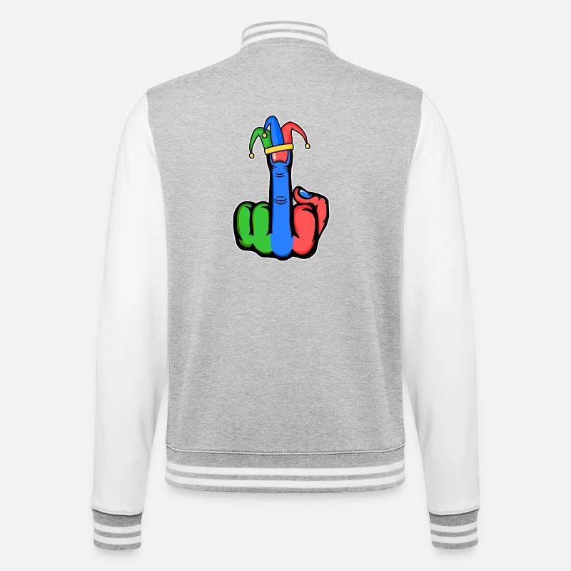 Mittelfinger Stingerfinger Karneval - College-Sweatjacke - Grau meliert/Weiß