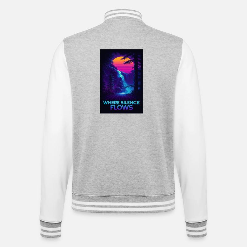 Where Silence Flows Neon Gorge - College-Sweatjacke - Grau meliert/Weiß