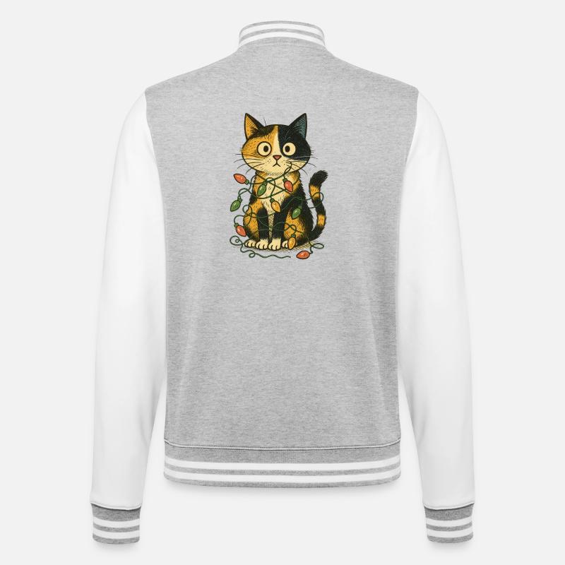 Chat dans les lumières de Noël - Veste Teddy - gris chiné / blanc