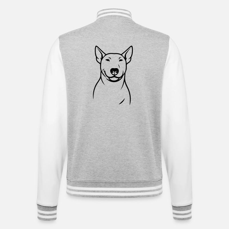 Silhouette stylisée du Bull Terrier - Veste Teddy - gris chiné / blanc