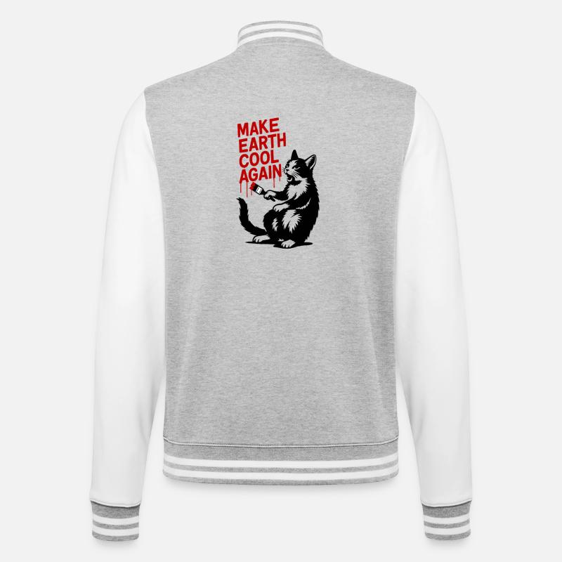 Make Earth Cool Again Wolf Print - College-Sweatjacke - Grau meliert/Weiß