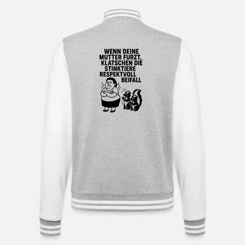 deine mutter witz furz stinktier - College-Sweatjacke - Grau meliert/Weiß