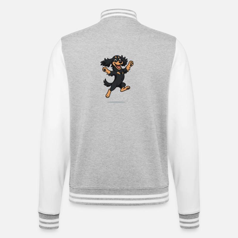 Hüpfender Cartoon Cocker Spaniel - College-Sweatjacke - Grau meliert/Weiß