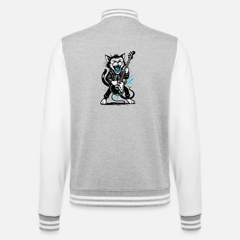 Jupe de chat avec guitare électrique - Veste Teddy - gris chiné / blanc