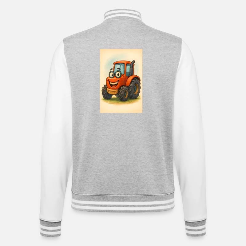 Glücklicher Traktor mit Gesicht - College-Sweatjacke - Grau meliert/Weiß