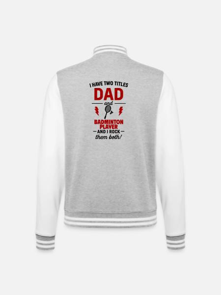 Papa Badminton Geschenk für sportliche Väter - College-Sweatjacke - Grau meliert/Weiß