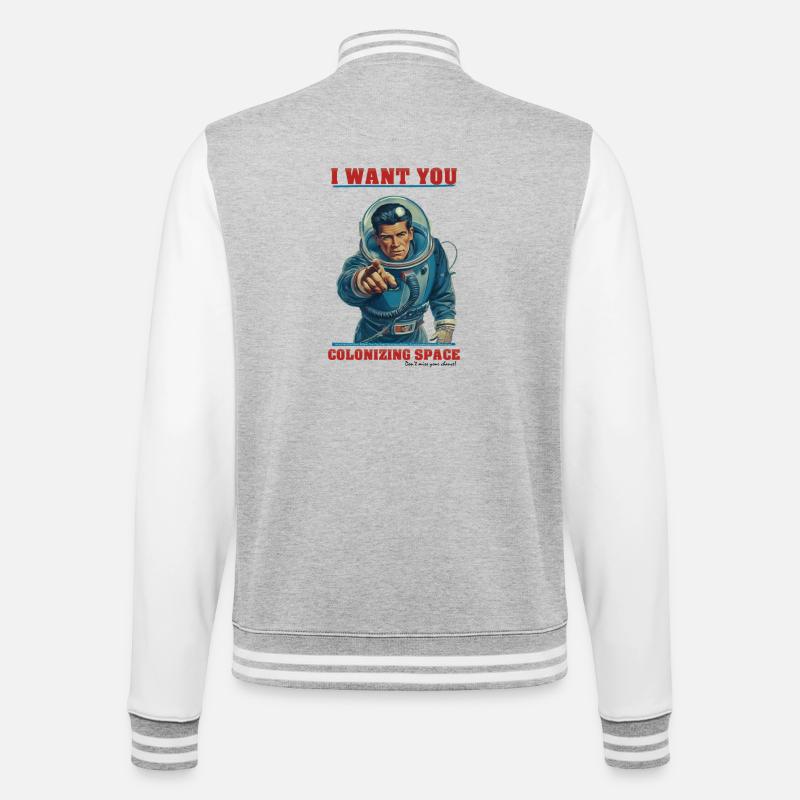 Retro Astronaut Space Colonization - College-Sweatjacke - Grau meliert/Weiß