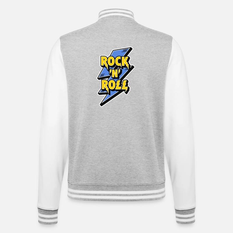 Rock 'N' Roll Lightning Bolt - College-Sweatjacke - Grau meliert/Weiß
