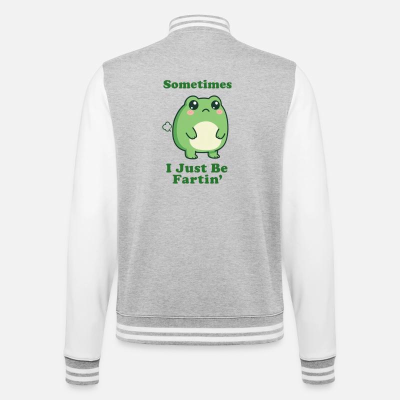 Manchmal bin ich einfach nur Furzfrosch - College-Sweatjacke - Grau meliert/Weiß