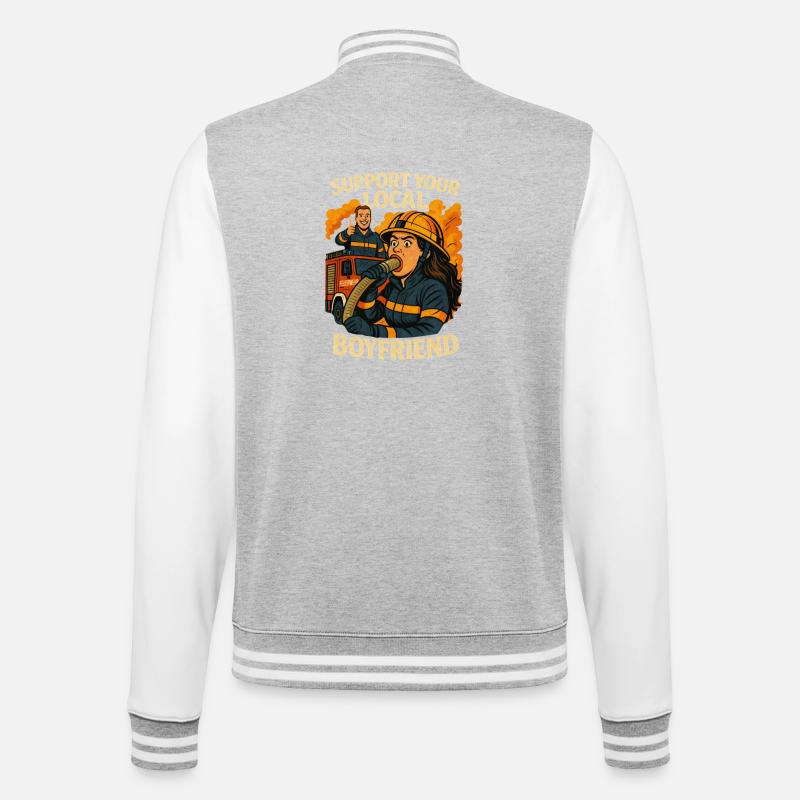 Support your firefighter friend - College Sweat Jacket - heather grey/white