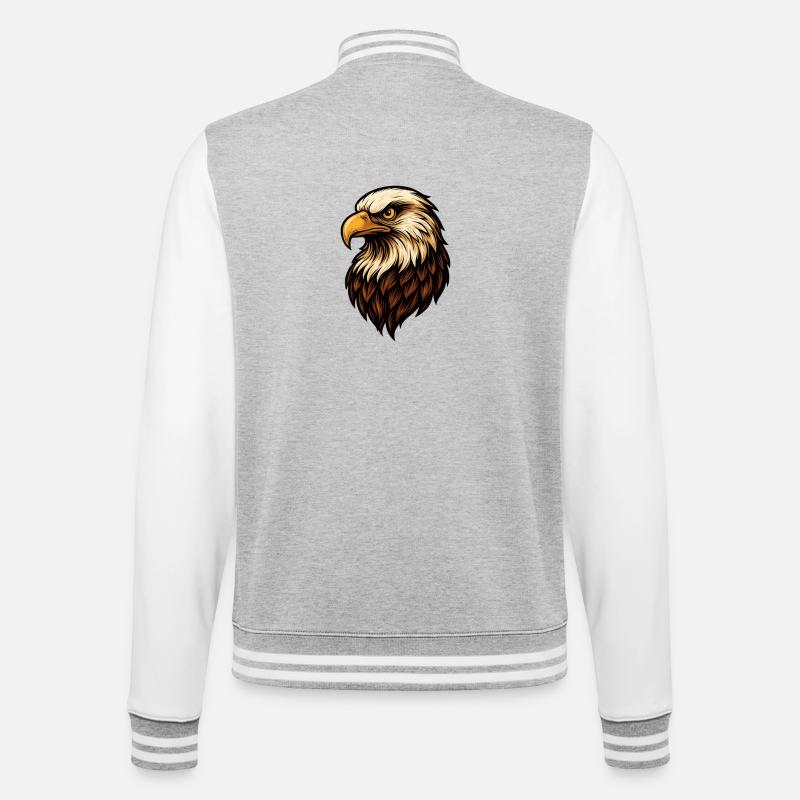 Powerful Eagle Head Illustration - College Sweat Jacket - heather grey/white