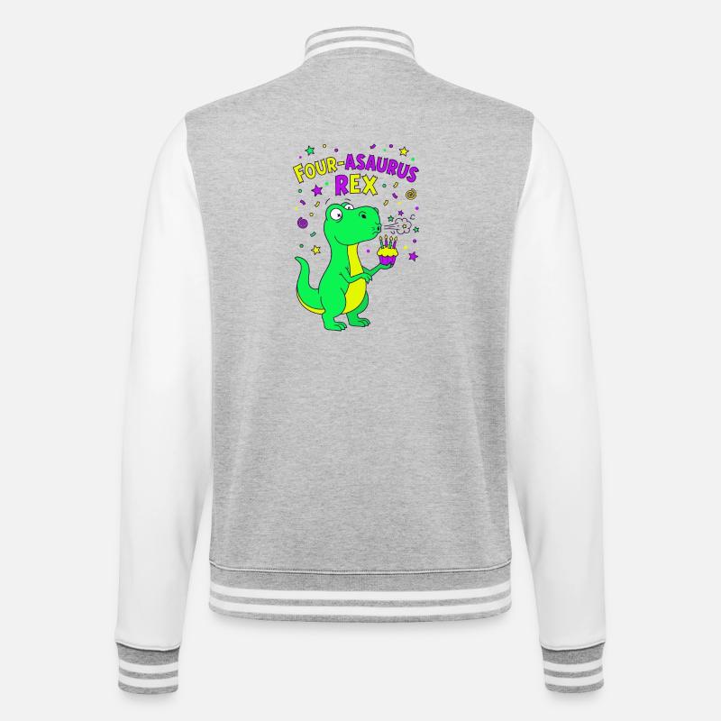 4e anniversaire du Quatre-Asaurus Rex - Veste Teddy - gris chiné / blanc