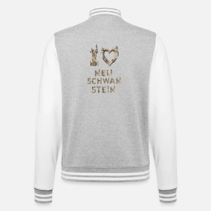 I Love Neuschwanstein – Castle Architecture - College-Sweatjacke - Grau meliert/Weiß
