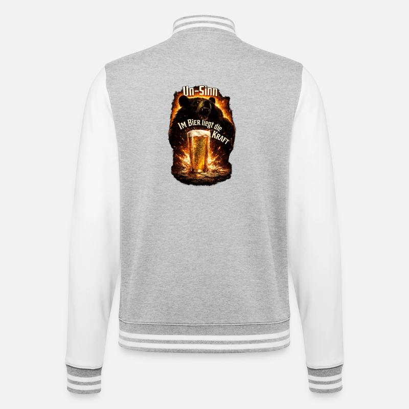 Ours, bière et puissance de feu - Veste Teddy - gris chiné / blanc