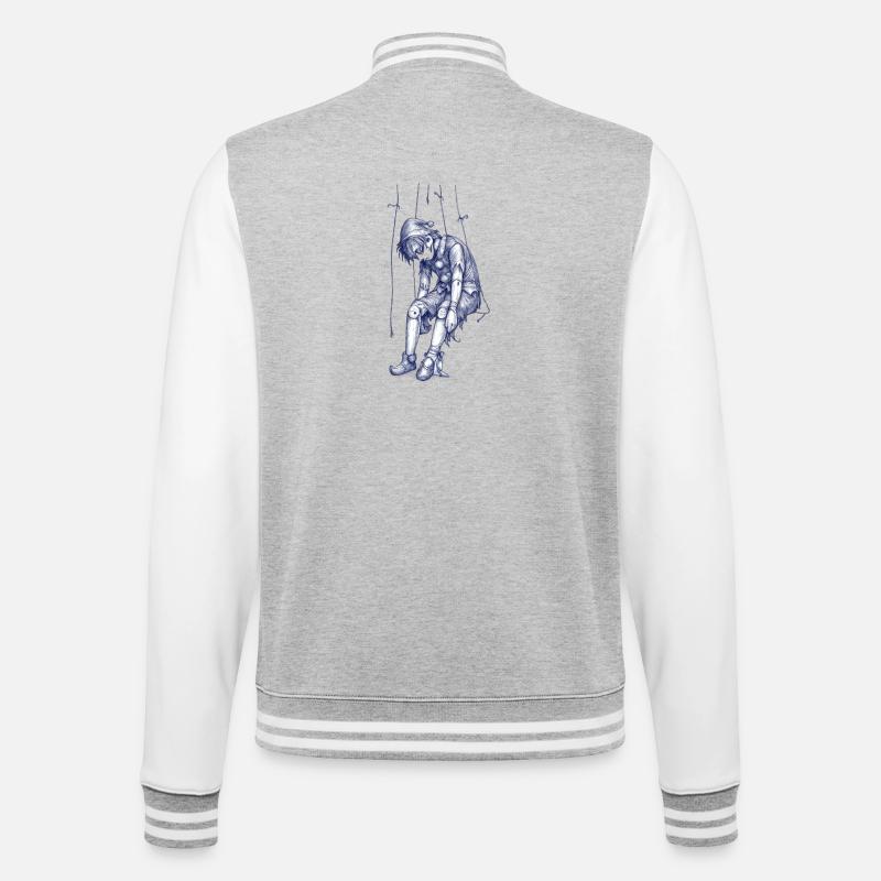 Image de marionnette bleue - Veste Teddy - gris chiné / blanc
