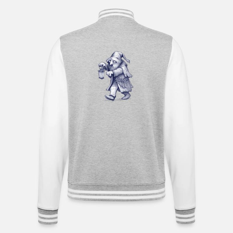 Nain | Marcheur nocturne avec lanterne - Veste Teddy - gris chiné / blanc
