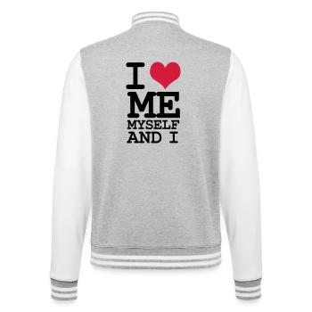 Je m’aime moi-même et je - Humour - Veste Teddy - gris chiné / blanc - Dos - Marisol (170cm)