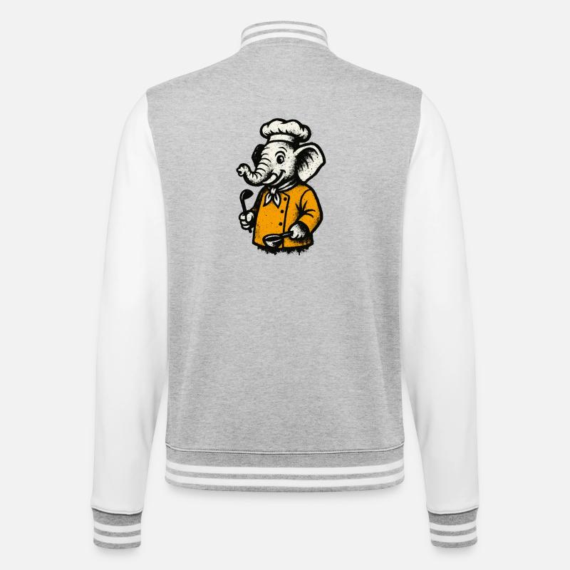 Cuisinier Chef Éléphant - Veste Teddy - gris chiné / blanc