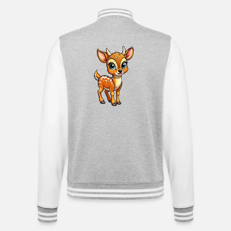Hirschbabys - College-Sweatjacke - Grau meliert/Weiß
