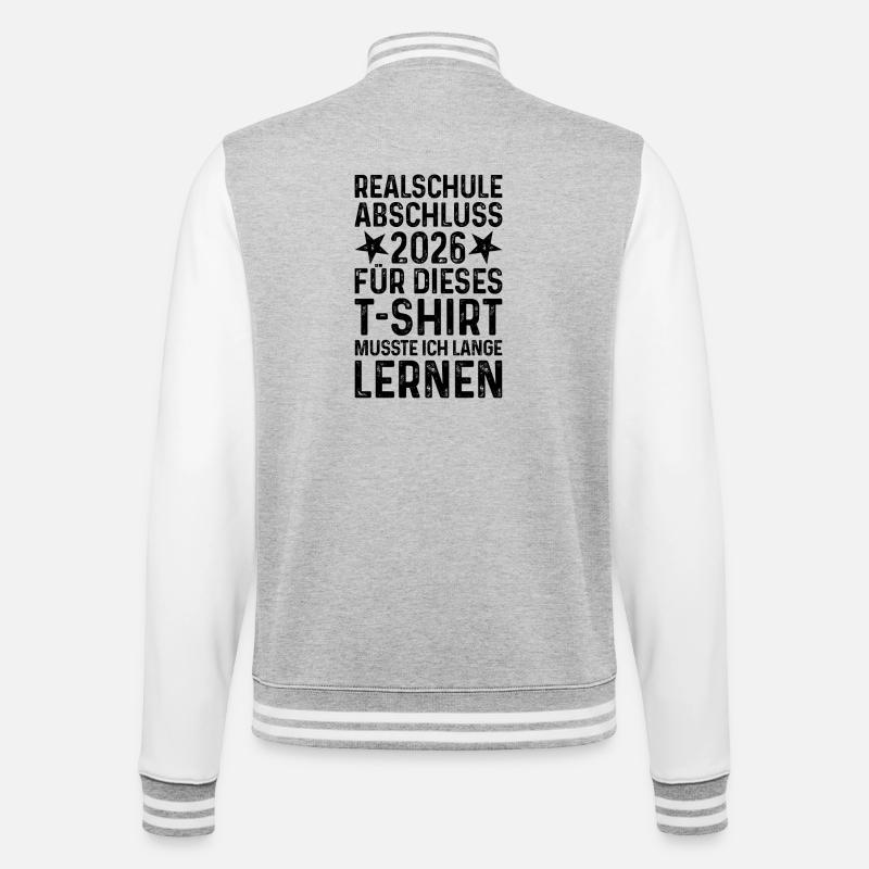 Realschulabschluss 2026 - College-Sweatjacke - Grau meliert/Weiß