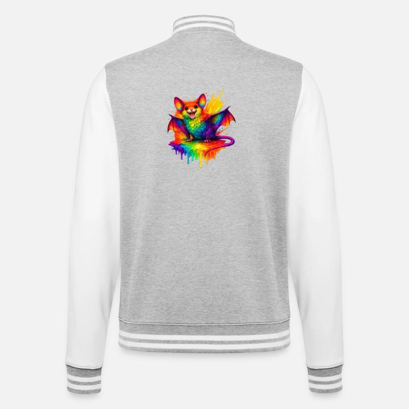 Rainbow Bat Splash - College Sweat Jacket - heather grey/white