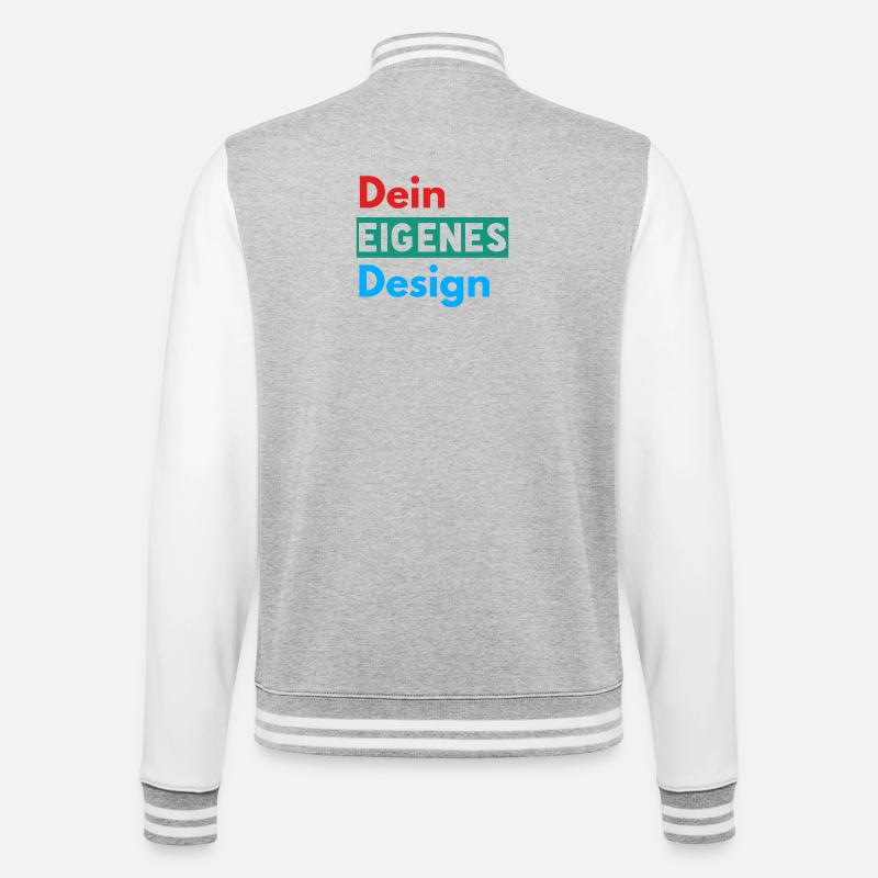 Dein Eigenes Design - College-Sweatjacke - Grau meliert/Weiß