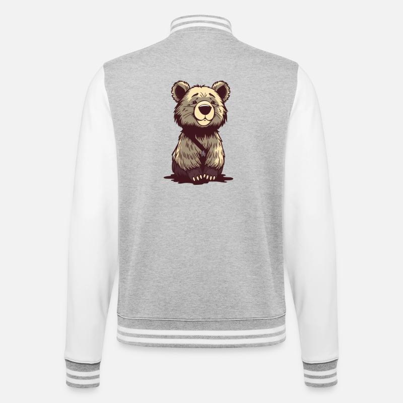 Bär Bärchen T-shirt Geschenk - College-Sweatjacke - Grau meliert/Weiß