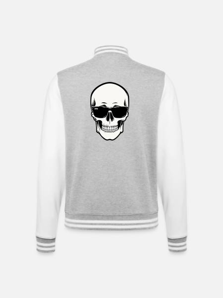 Skeleton with Sunglasses in Monochrome - College Sweat Jacket - heather grey/white
