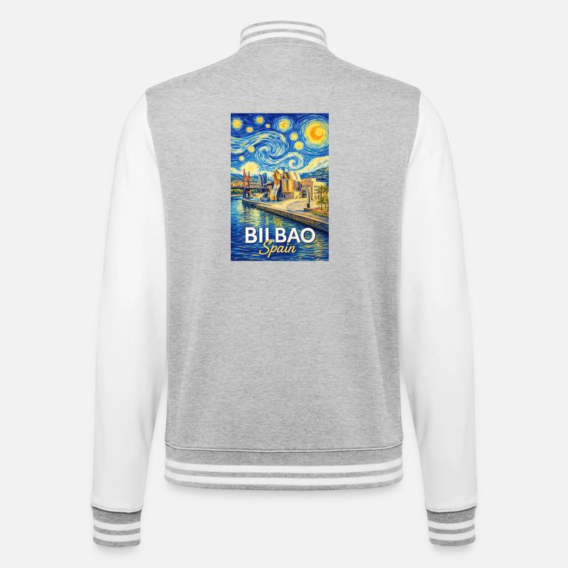 Bilbao Spain - College-Sweatjacke - Grau meliert/Weiß