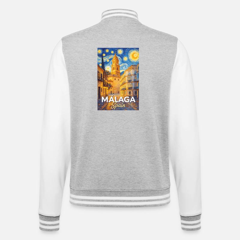 Malaga Spain - College-Sweatjacke - Grau meliert/Weiß