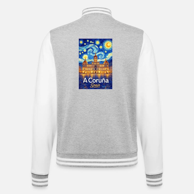A Coruña Spain - College Sweat Jacket - heather grey/white