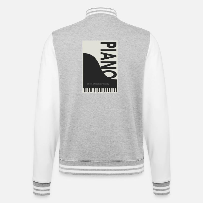 Piano – 88 Keys Endless Expression - College-Sweatjacke - Grau meliert/Weiß