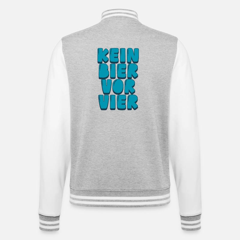 Kein Bier vor Vier - College-Sweatjacke - Grau meliert/Weiß