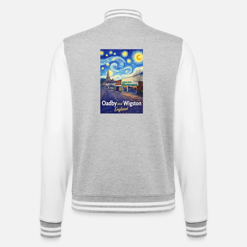 Oadby Wigston England Sternenstraßen - College-Sweatjacke - Grau meliert/Weiß