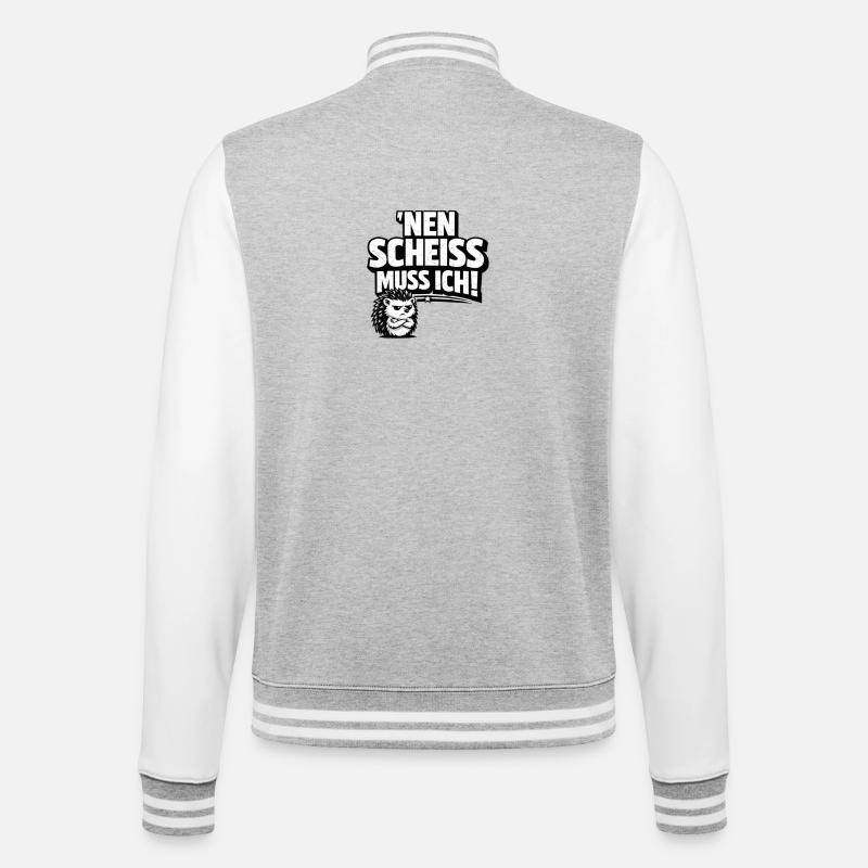Nen Scheiss Muss Ich Igel - College-Sweatjacke - Grau meliert/Weiß