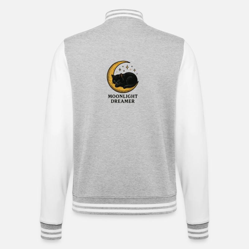 Chat Rêveur au Clair de Lune - Veste Teddy - gris chiné / blanc