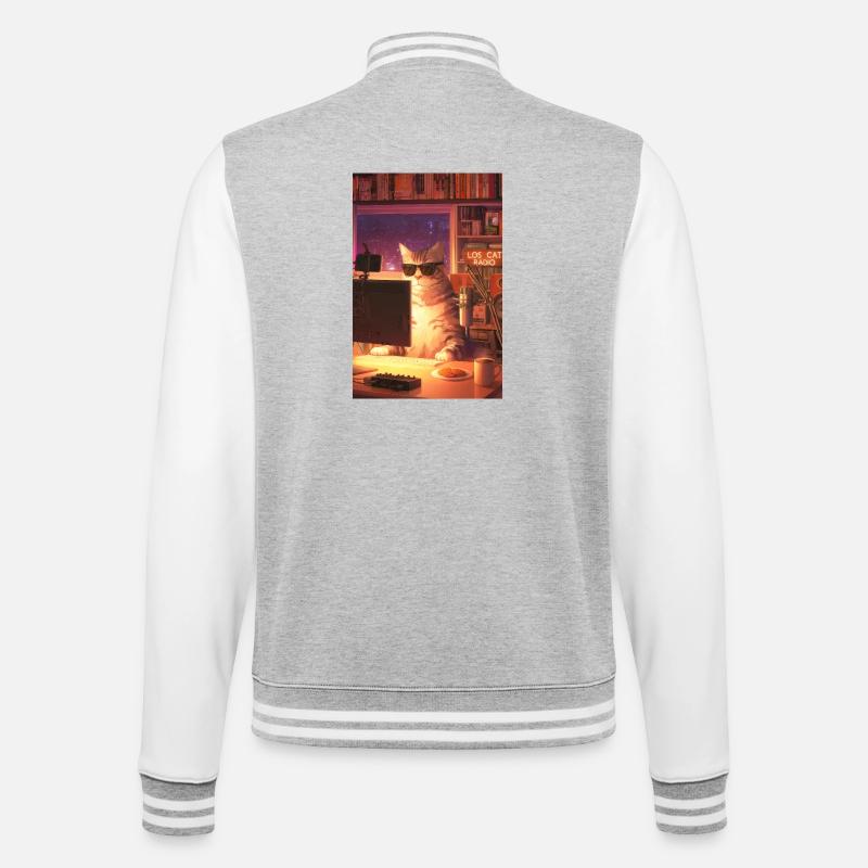 Cat Stream Neon Studio - College-Sweatjacke - Grau meliert/Weiß