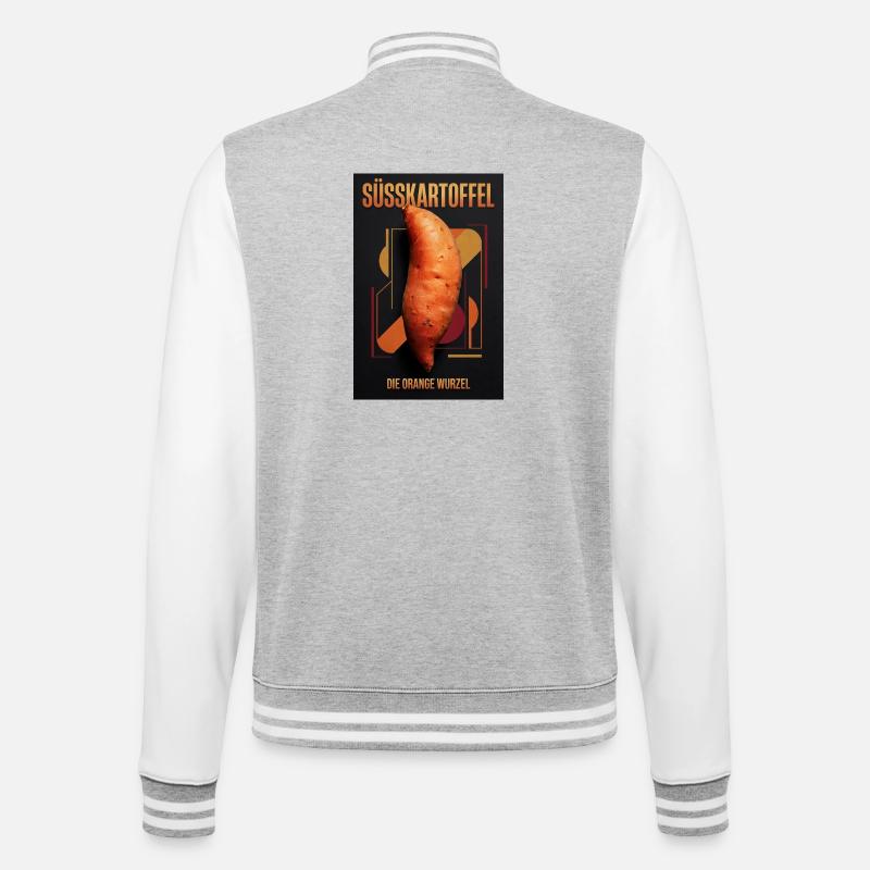 Sweet Potato Geometric Orange Root - College Sweat Jacket - heather grey/white