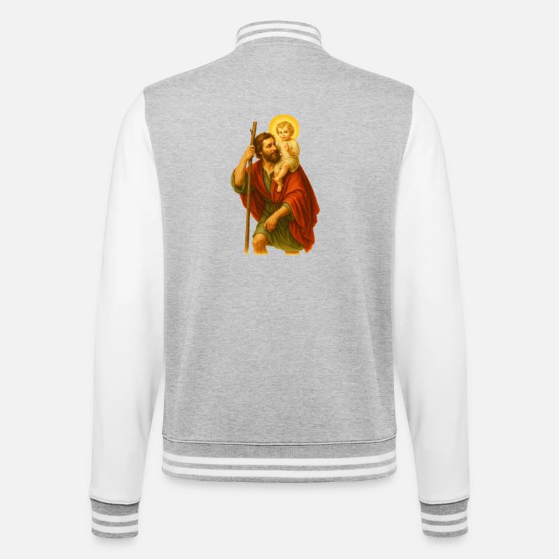 Saint Compagnon avec l’Enfant - Veste Teddy - gris chiné / blanc