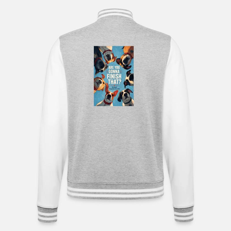 Tu vas finir ça ? Chiens - Veste Teddy - gris chiné / blanc