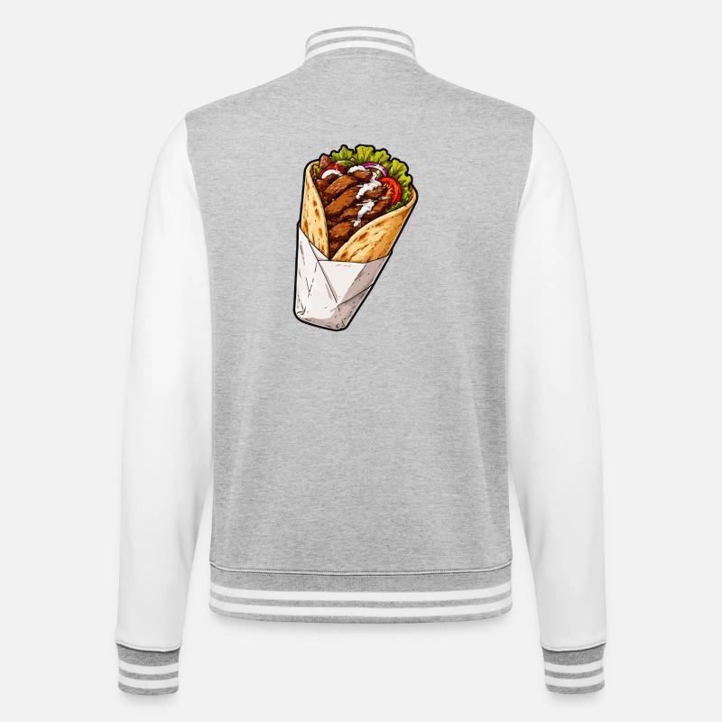 Knuspriges Hähnchen Burrito Wrap - College-Sweatjacke - Grau meliert/Weiß