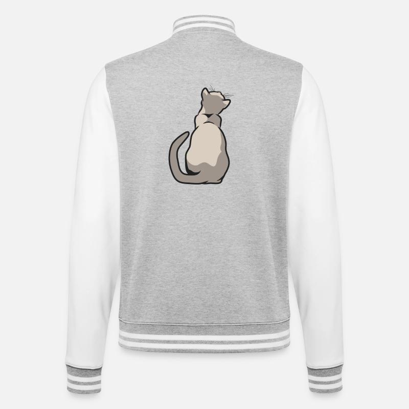 chat dos - Veste Teddy - gris chiné / blanc