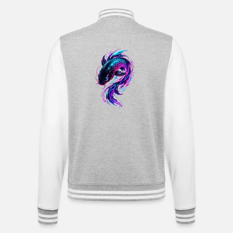 Neon Koi Flow - College Sweat Jacket - heather grey/white
