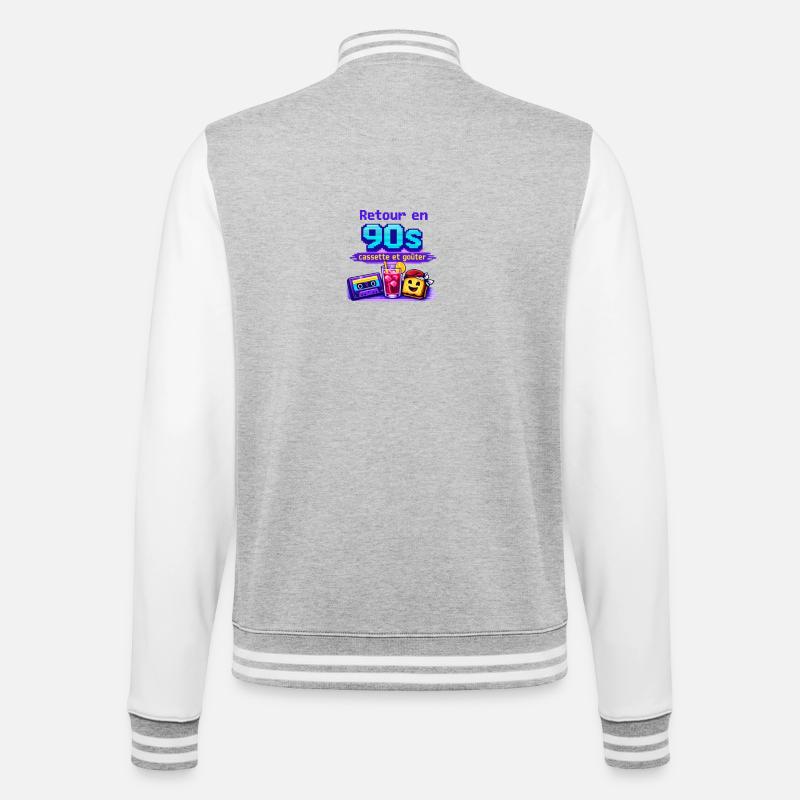 Retour en 90s: cassette et goûter - Veste Teddy - gris chiné / blanc