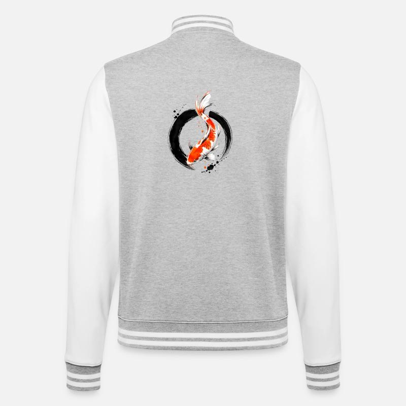 Zen Koi Ink Circle - College-Sweatjacke - Grau meliert/Weiß