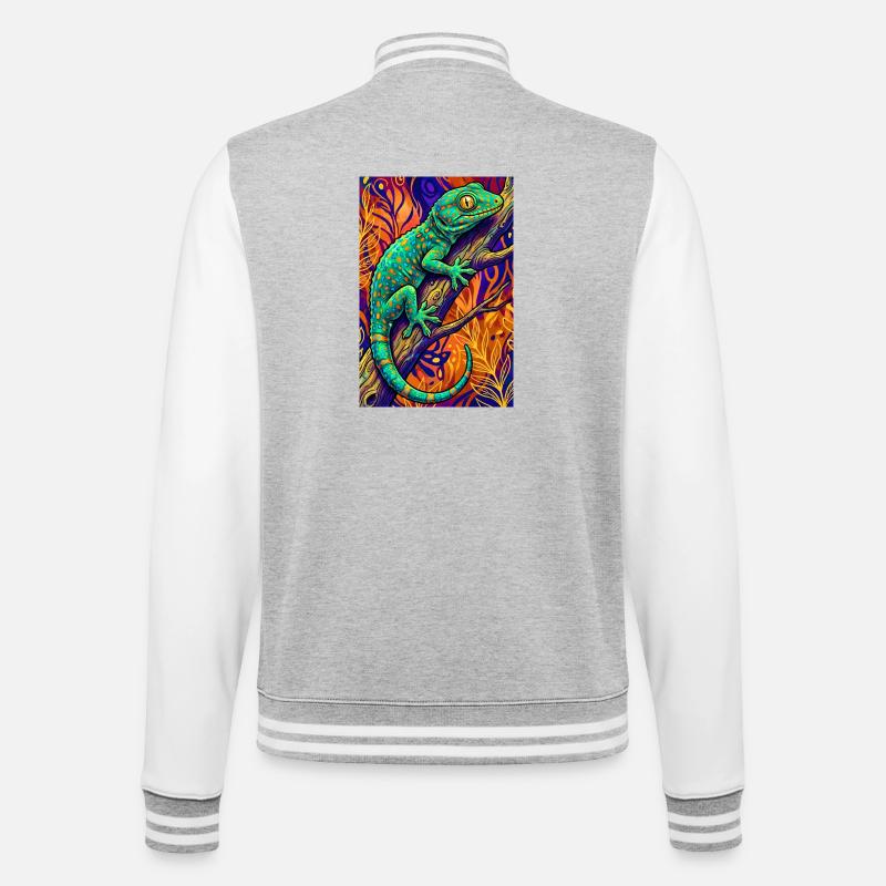 Gecko - College Sweat Jacket - heather grey/white